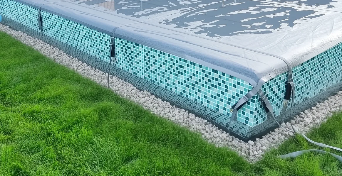 Покрывало для бассейна под снегом — защита зимой в Климовске